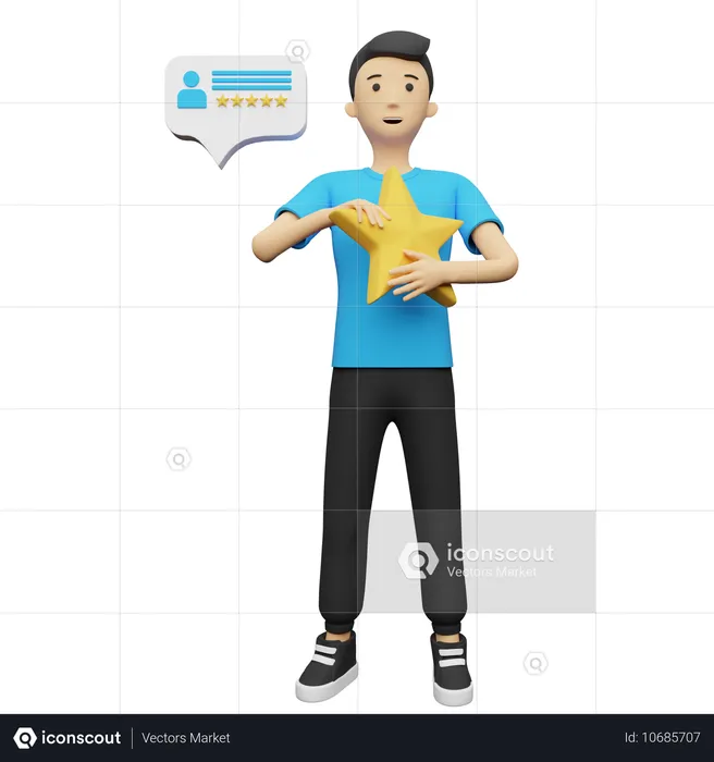 Businessman receives positive Rating from users  3D Illustration