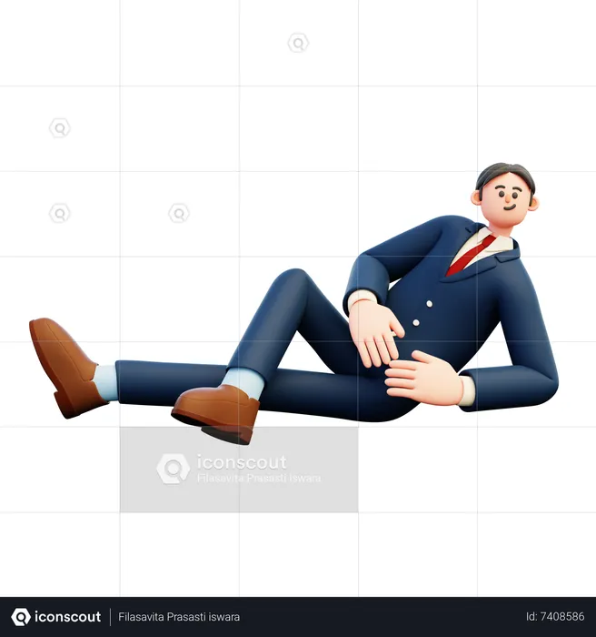 Businessman Relaxing On The Floor  3D Illustration