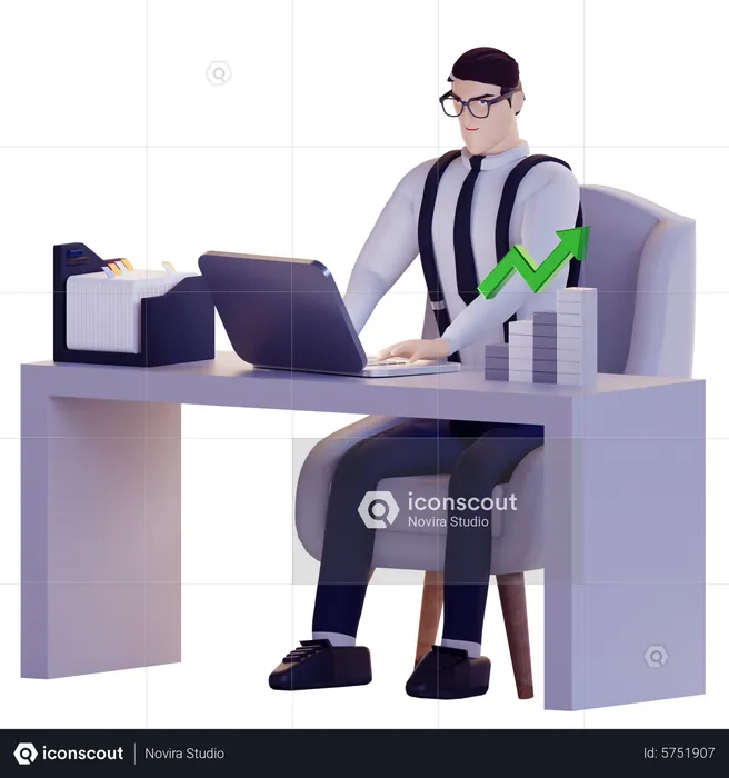 Businessman research on investment growth  3D Illustration