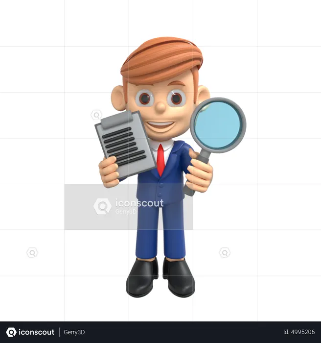 Businessman Researching Data  3D Illustration