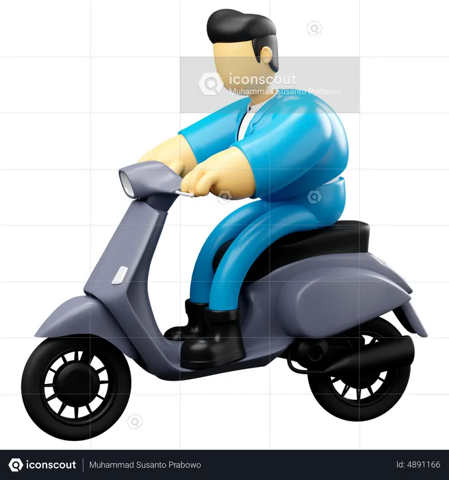 Businessman Riding Scooter  3D Illustration