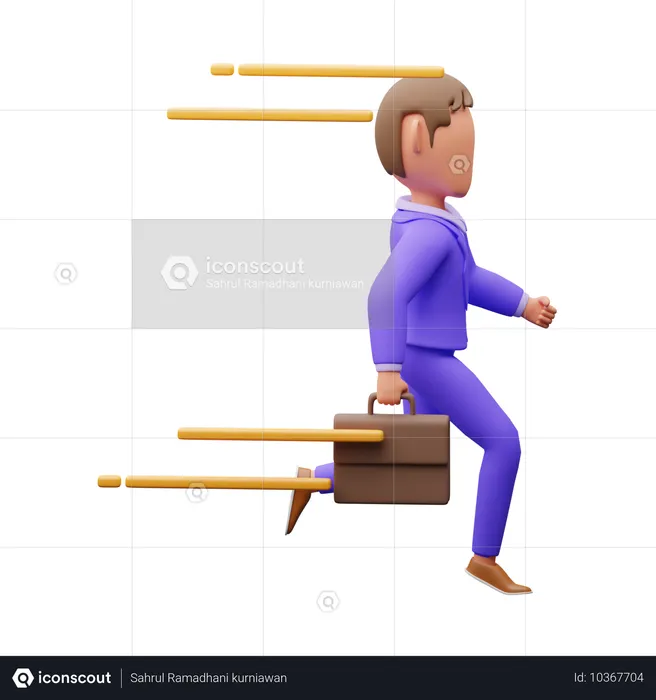 Businessman Running Late For Office  3D Illustration