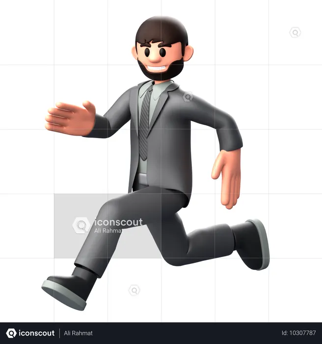 Businessman running late for work  3D Illustration