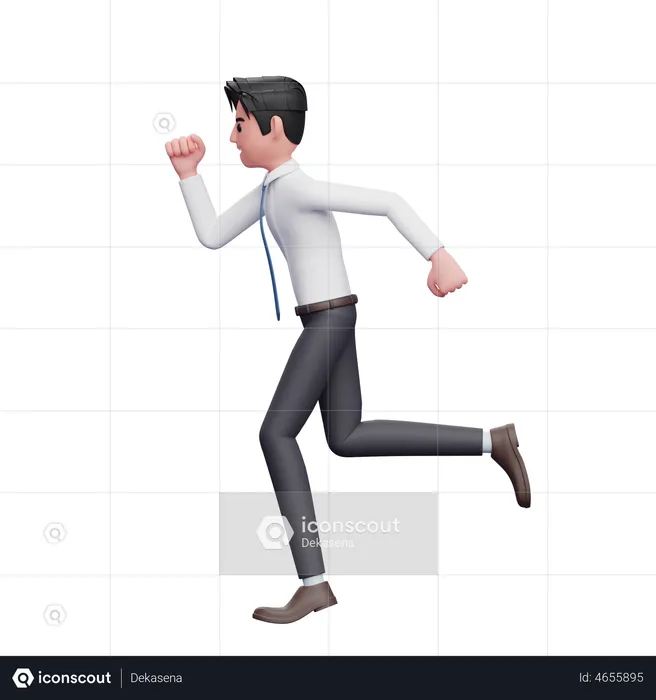 Businessman running pose wearing long shirt and blue tie  3D Illustration