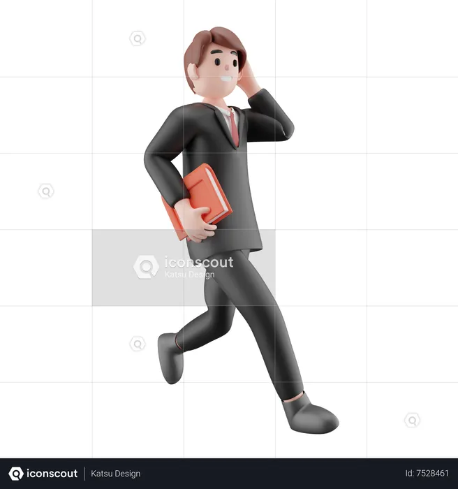 Businessman rushing towards work  3D Illustration