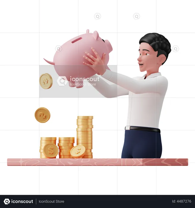 Businessman saving money  3D Illustration