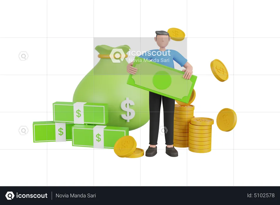 Businessman saving money  3D Illustration