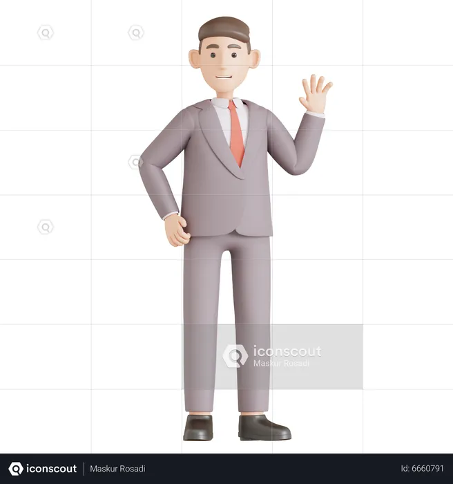 Businessman say hi  3D Illustration