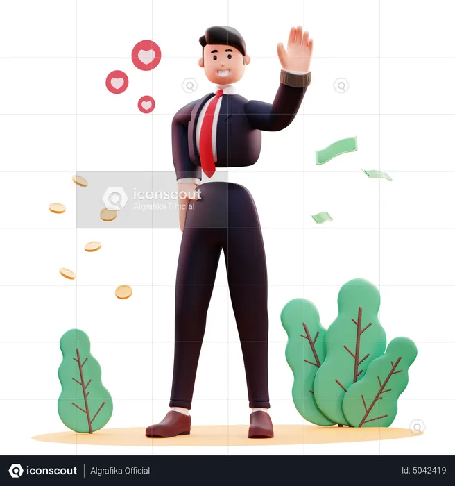Businessman saying hello gesture  3D Illustration
