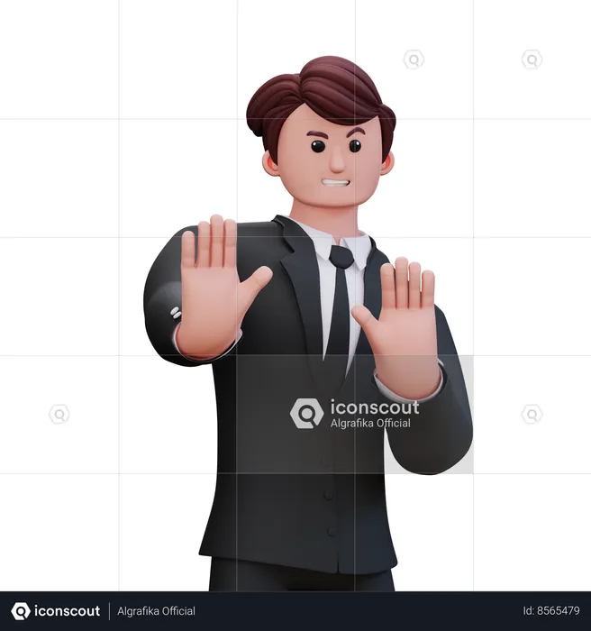 Businessman Saying Left No  3D Illustration