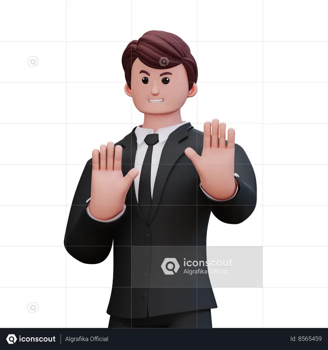 Businessman Saying Right No  3D Illustration