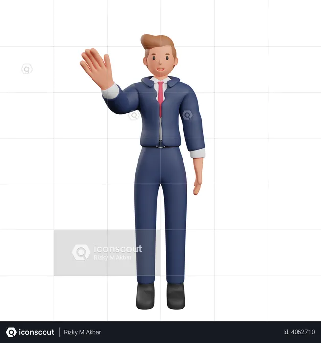 Businessman says hello  3D Illustration