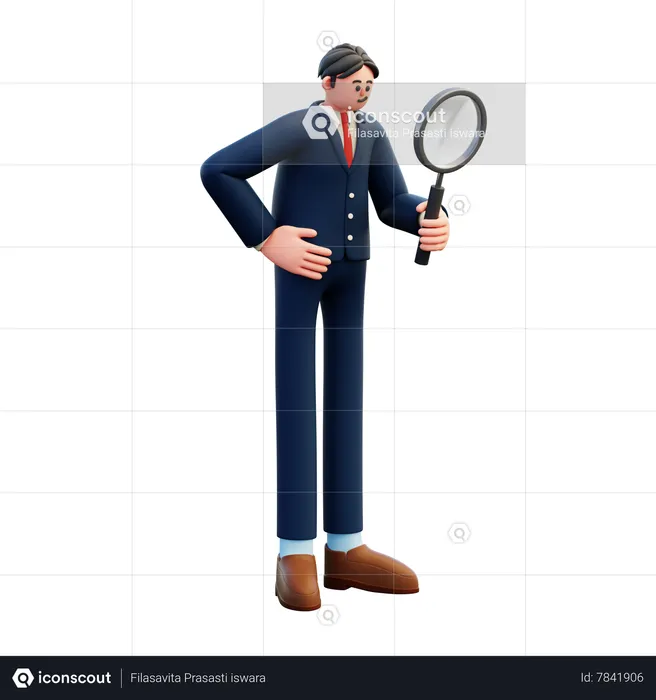 Businessman Searching For Information  3D Illustration