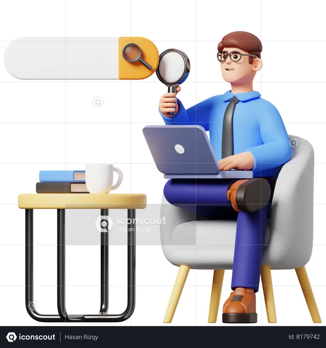 Businessman Searching Information  3D Illustration