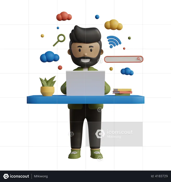 Businessman searching on browser  3D Illustration