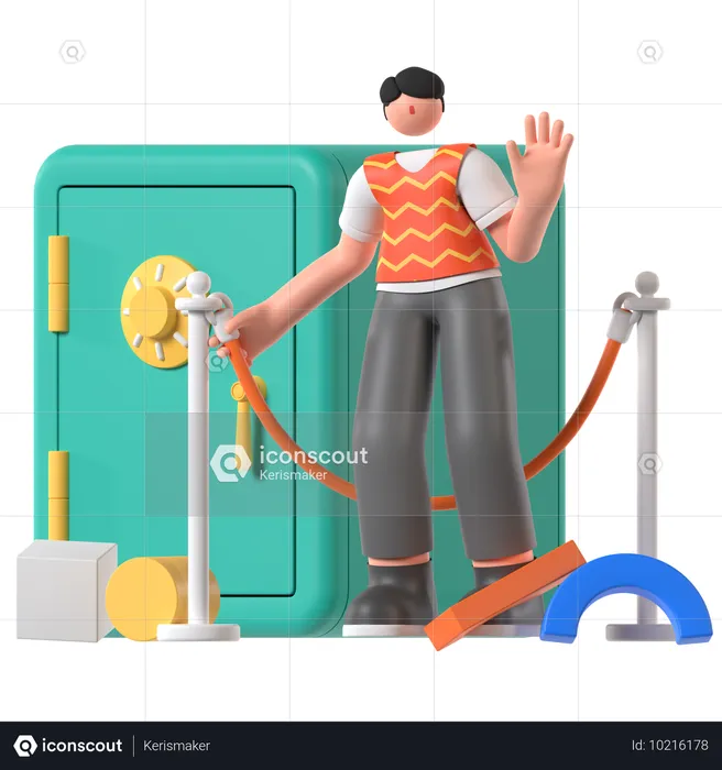 Businessman secures his money in Safe box  3D Illustration