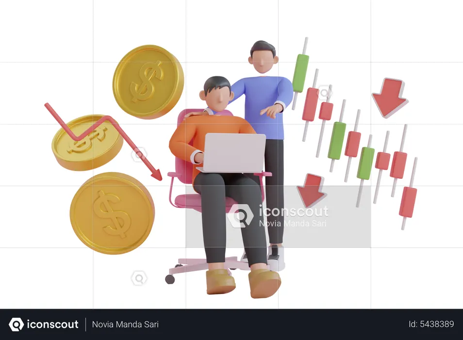 Businessman selling stocks due to global market fall  3D Illustration
