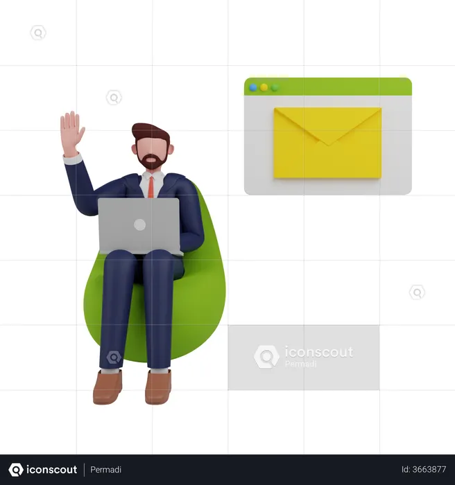 Businessman sending email marketing  3D Illustration