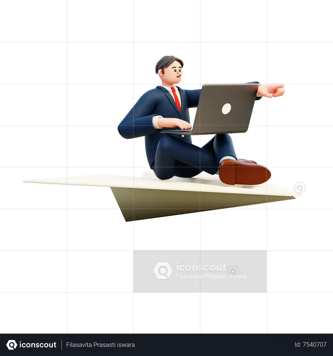 Businessman sending message online  3D Illustration