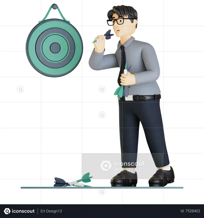 Businessman shooting at target  3D Illustration