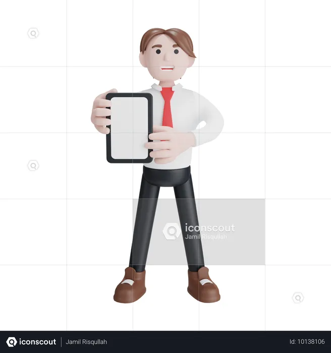 Businessman show tablet  3D Illustration