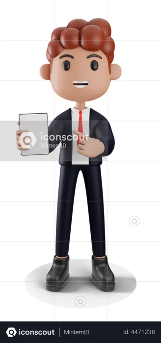 Businessman showing blank phone screen  3D Illustration