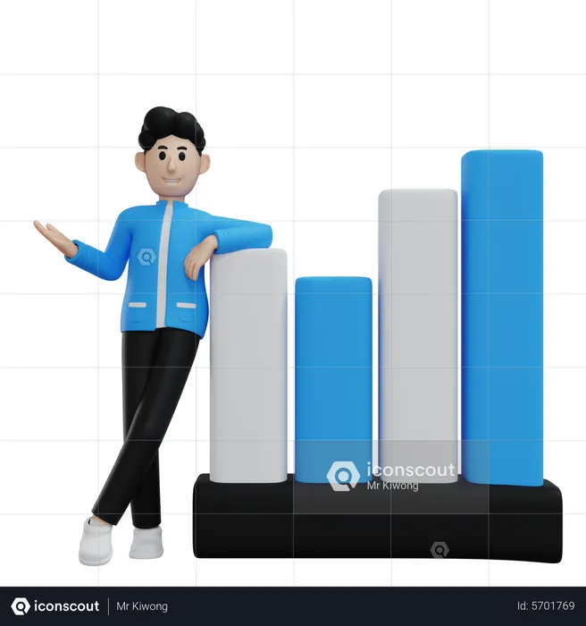 Businessman Showing business analytics chart  3D Illustration