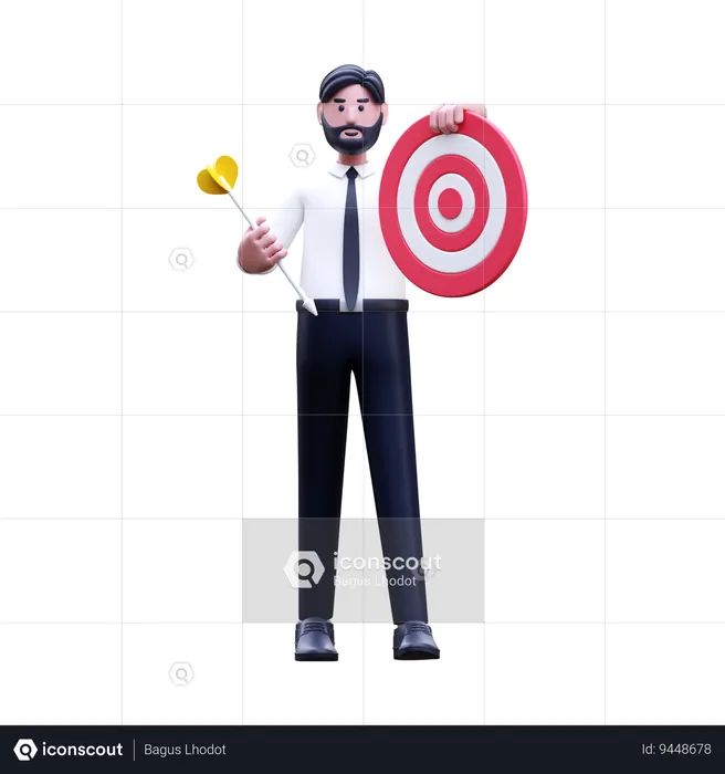 Businessman Showing Business Target  3D Illustration