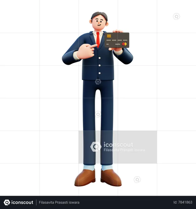 Businessman Showing Credit Card  3D Illustration