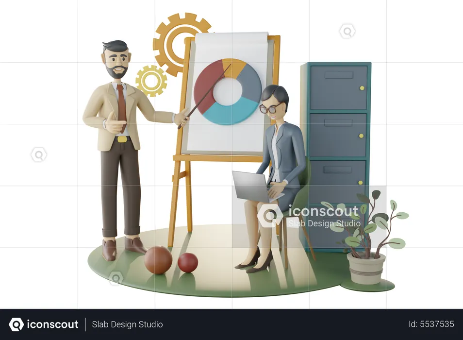 Businessman showing data analysis chart  3D Illustration