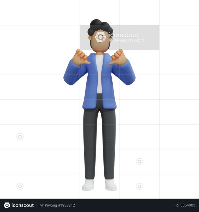 Businessman showing disagreement 3D Illustration