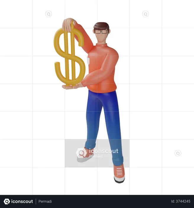 Currency trader investing in dollar  3D Illustration