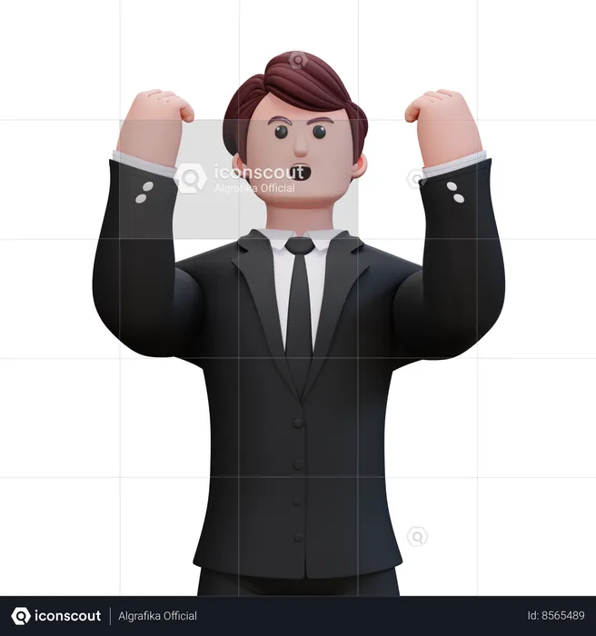 Businessman Showing Double Hand Up  3D Illustration