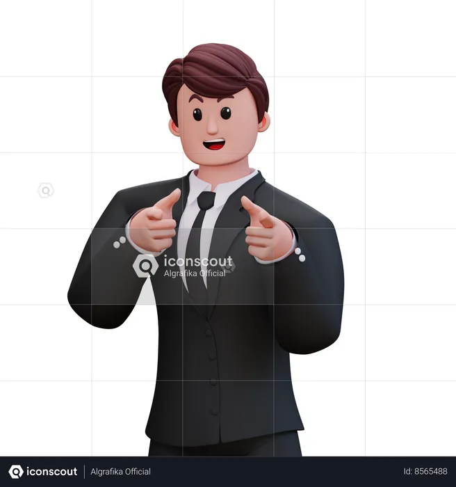 Businessman Showing Double Pointing At You  3D Illustration
