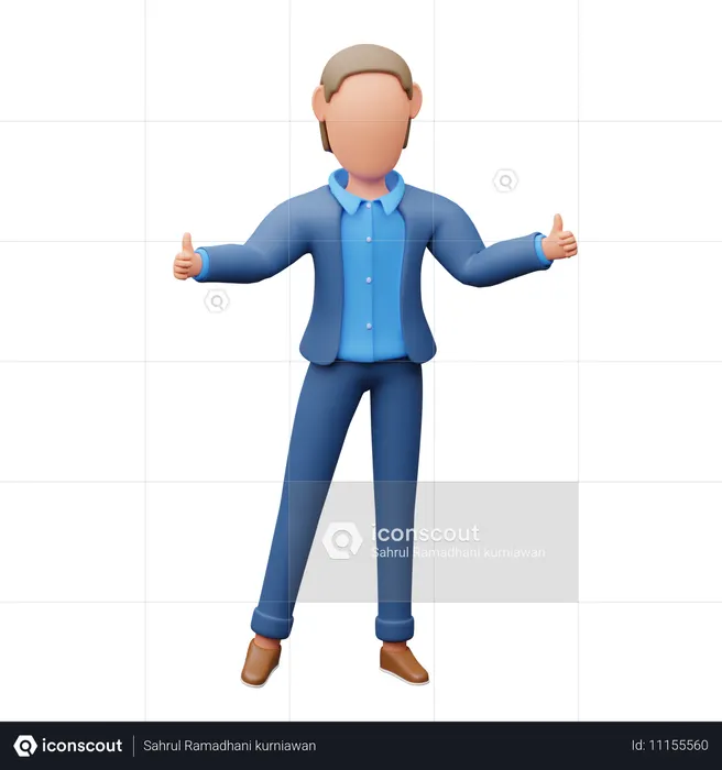 Businessman Showing Double Thumbs Up  3D Illustration