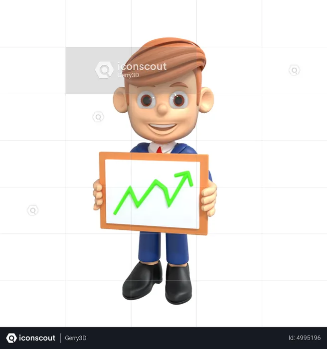 Businessman Showing Growth Chart  3D Illustration