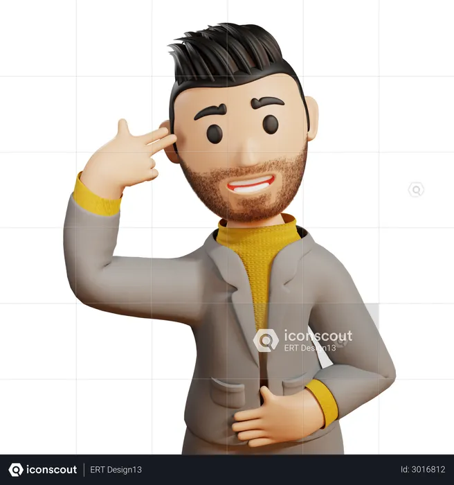Businessman showing hand gun gesture  3D Illustration
