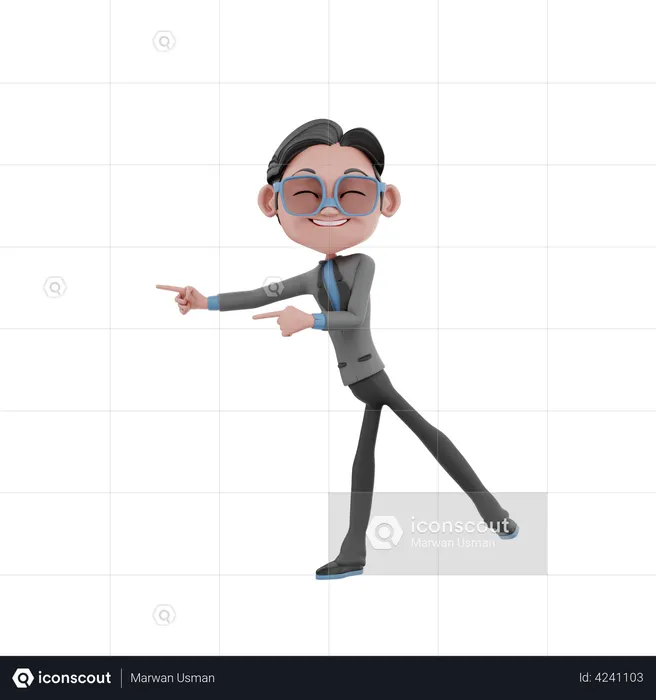 Businessman showing left direction  3D Illustration