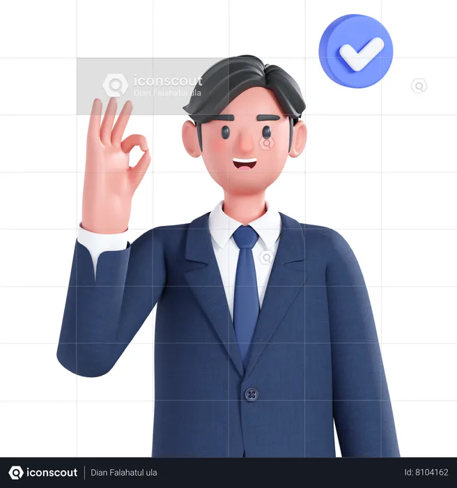 Businessman showing ok gesture  3D Illustration