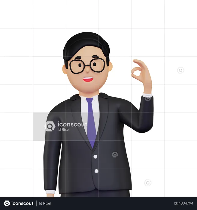 Businessman showing ok hand gesture  3D Illustration