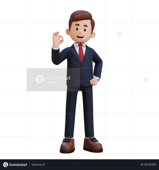 Businessman Showing Ok Sign  3D Illustration