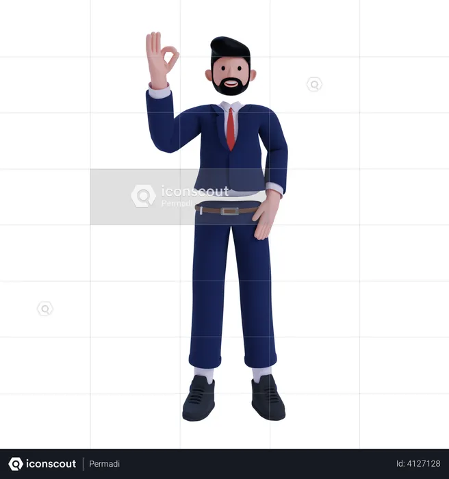 Businessman showing ok sign  3D Illustration