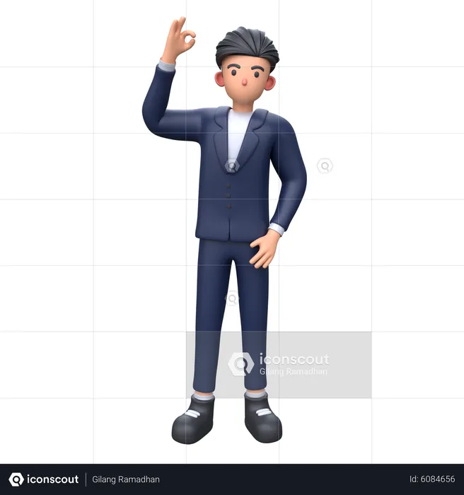 Businessman showing ok sign  3D Illustration