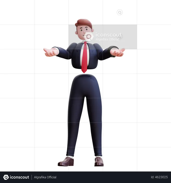 Businessman showing open arms at front  3D Illustration