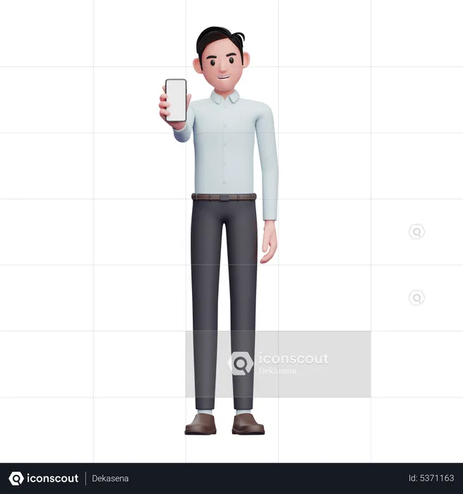 Businessman showing phone screen  3D Illustration