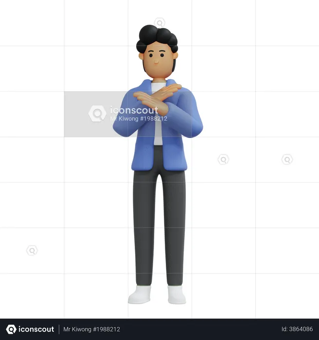 Businessman showing refusal  3D Illustration