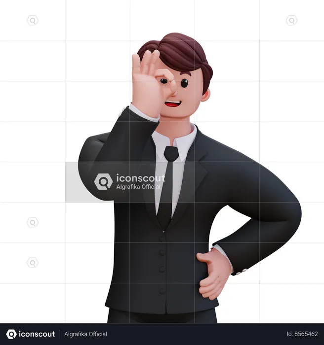 Businessman Showing Right Circle Fingers  3D Illustration