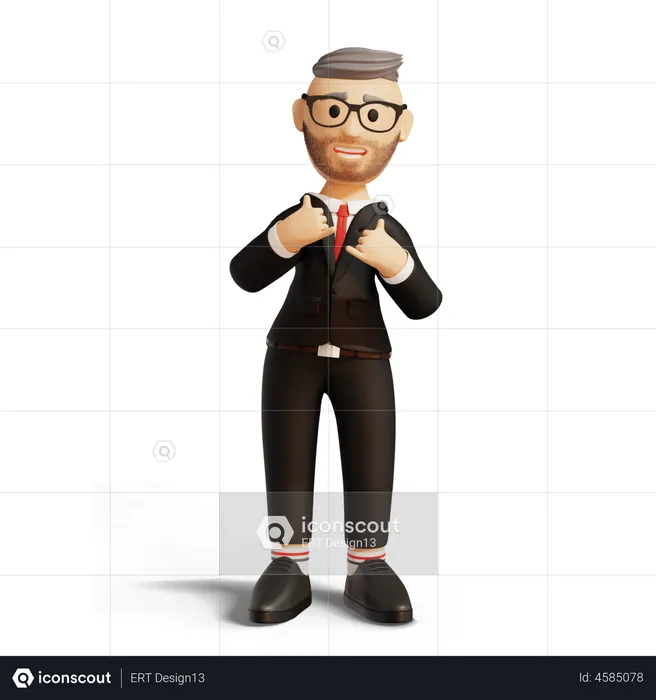 Businessman showing rocking hand sign  3D Illustration