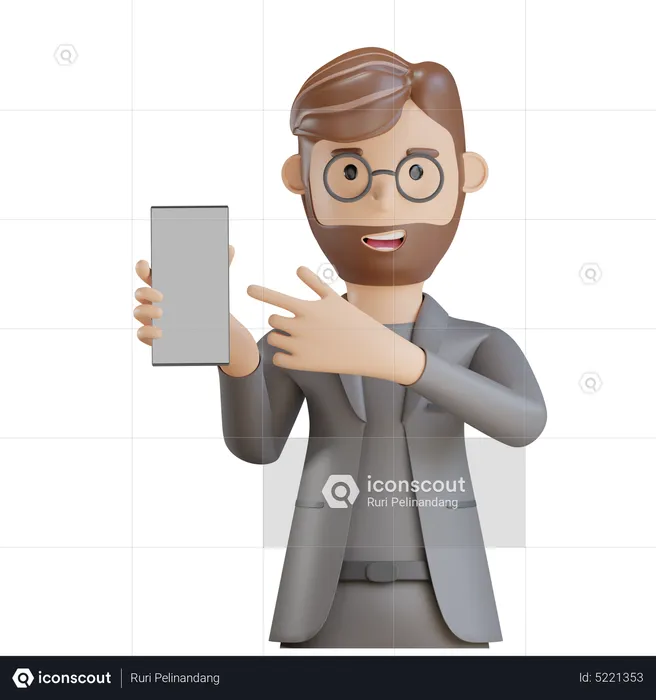 Businessman showing smartphone  3D Illustration