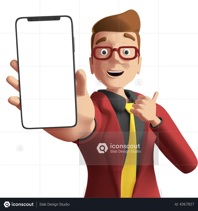 Businessman Showing Smartphone  3D Illustration